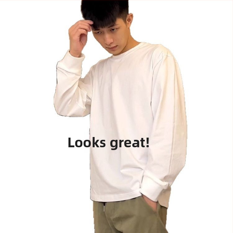 Laisva lõikega T-särk pikkade varrukatega, ümmarguse kaelaga, 96%+ puuvill, karikatuurtrükk (sügis)