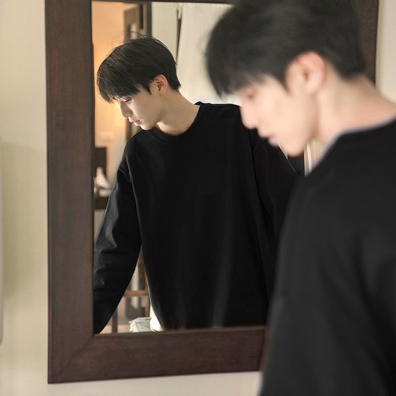 Laisva lõikega T-särk pikkade varrukatega, ümmarguse kaelaga, 96%+ puuvill, karikatuurtrükk (sügis)