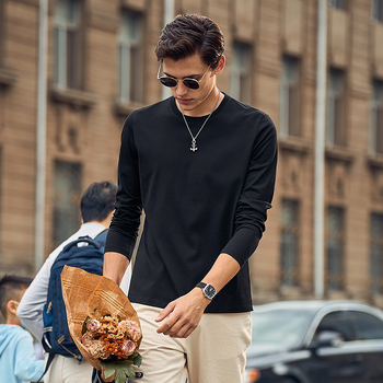 Meeste antibakteriaalne puuvillane kapuutsiga pika varrukaga T-särk, baaskiht, vaba lõige, sügis 2023