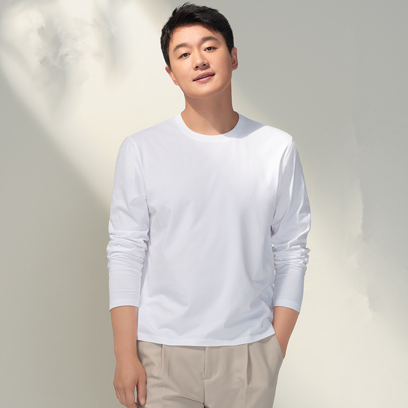 Meeste antibakteriaalne puuvillane kapuutsiga pika varrukaga T-särk, baaskiht, vaba lõige, sügis 2023