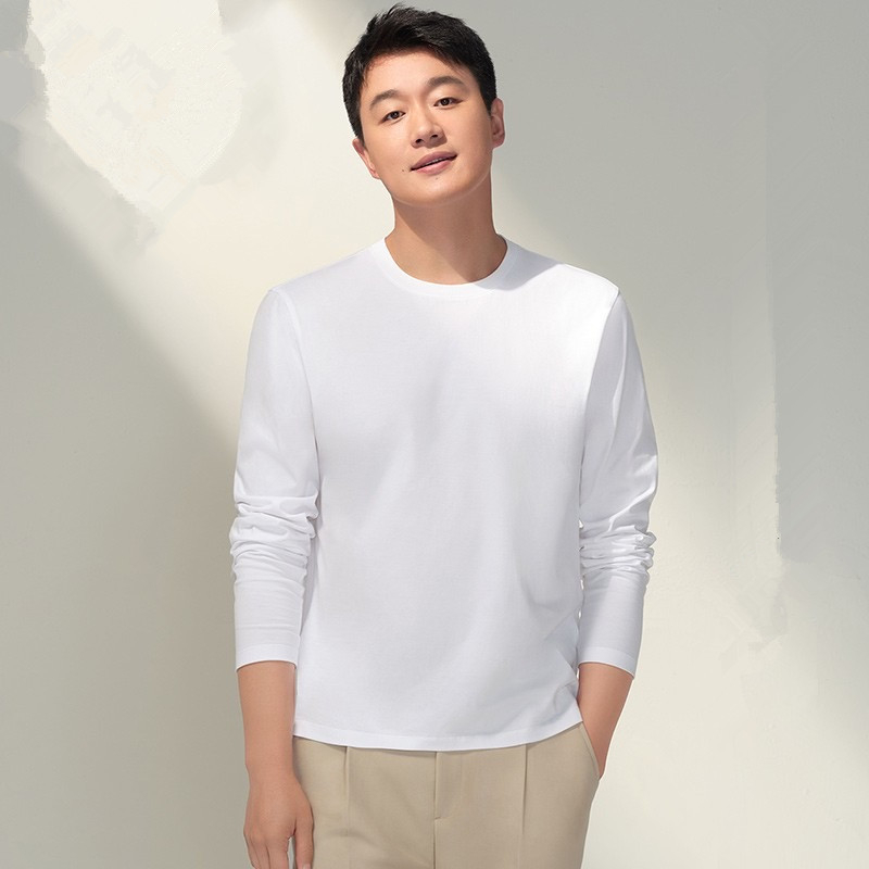 Meeste antibakteriaalne puuvillane kapuutsiga pika varrukaga T-särk, baaskiht, vaba lõige, sügis 2023