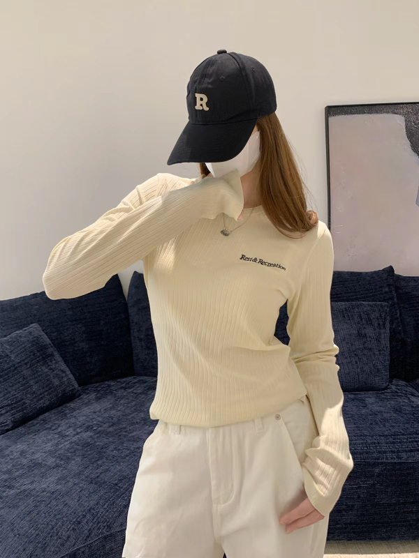 Ženska majica s dugim rukavom od pamuka i elastana, Slim-fit, okrugli izrez