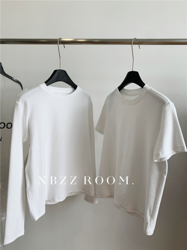 Női 95% pamut kerek nyakú T-shirt, rövid raglán ujjakkal, laza szabású, egyszínű, ősz 2025 koreai-japán szabadidős stílus