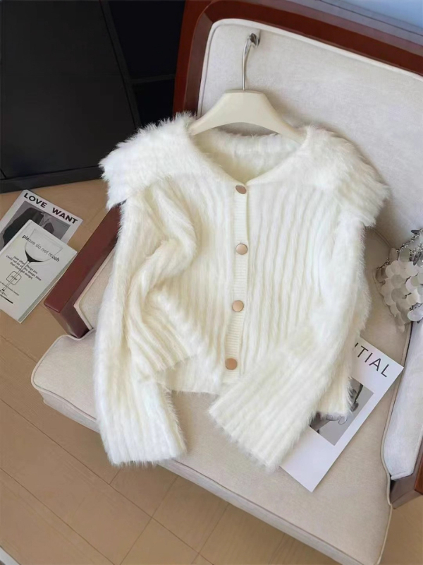 Cardigan džemper, korejskog stila, opušten kroj, dugi rukavi, pleteni poliester-spandeks materijal, plitka pločica s višestrukim kopčama