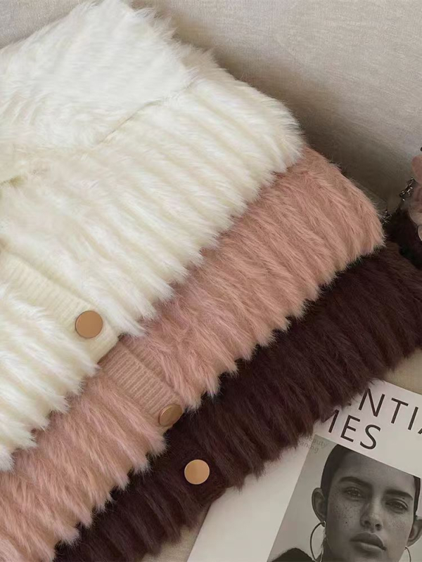 Cardigan džemper, korejskog stila, opušten kroj, dugi rukavi, pleteni poliester-spandeks materijal, plitka pločica s višestrukim kopčama