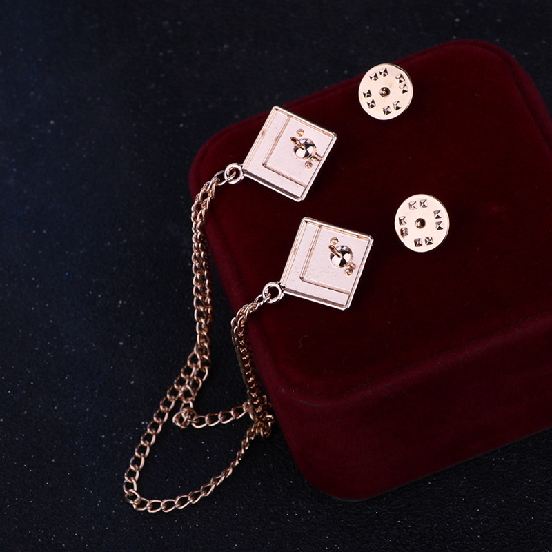 Брошка за яка, геометрична квадратна форма, корейски стил, сплав, електроплатиране