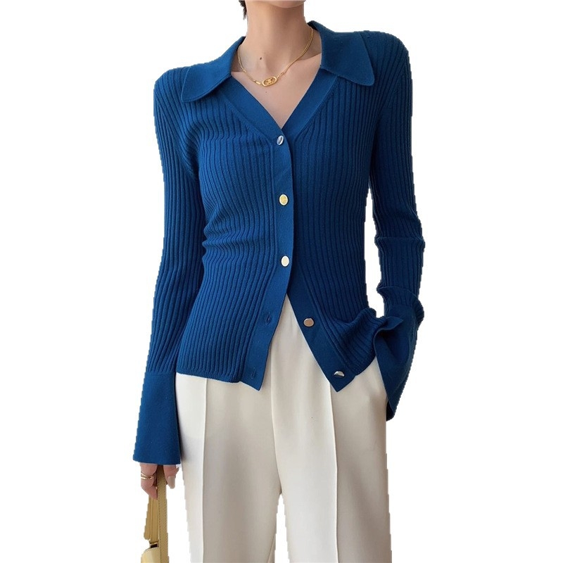 Női kardigán V-nyakúval és polo gallérral, ultra vékony chenille kötés, ujjatlan, szabályos szabás, spandex keverék 30% alatt