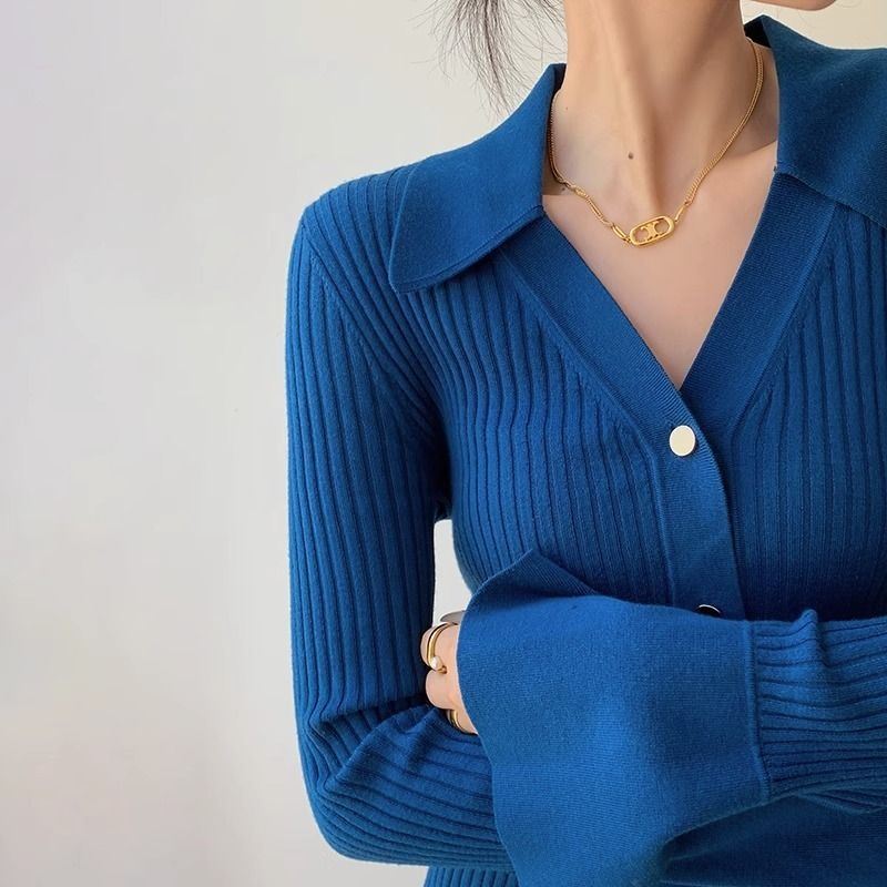 Női kardigán V-nyakúval és polo gallérral, ultra vékony chenille kötés, ujjatlan, szabályos szabás, spandex keverék 30% alatt