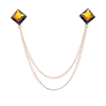 Пин за яка — геометричен квадрат, сплав, корейски стил, унисекс, електроплакиране, бели кристали