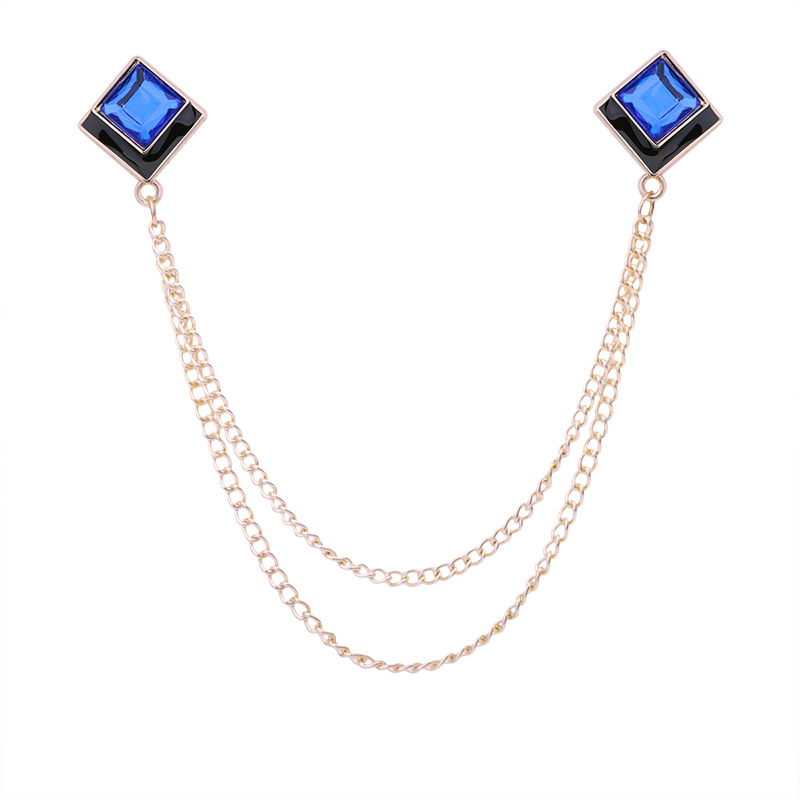 Пин за яка — геометричен квадрат, сплав, корейски стил, унисекс, електроплакиране, бели кристали