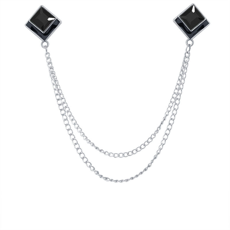 Пин за яка — геометричен квадрат, сплав, корейски стил, унисекс, електроплакиране, бели кристали