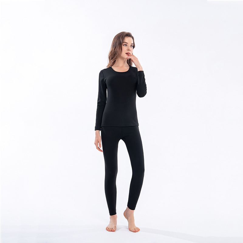 Női termális alapréteg készlet kerek nyakkal, aminósavakkal bőrbarát ápolás, fő anyag poliészter 87,3%, egyrétegű, anyagsúly 181–200 g/m2, melegen tart