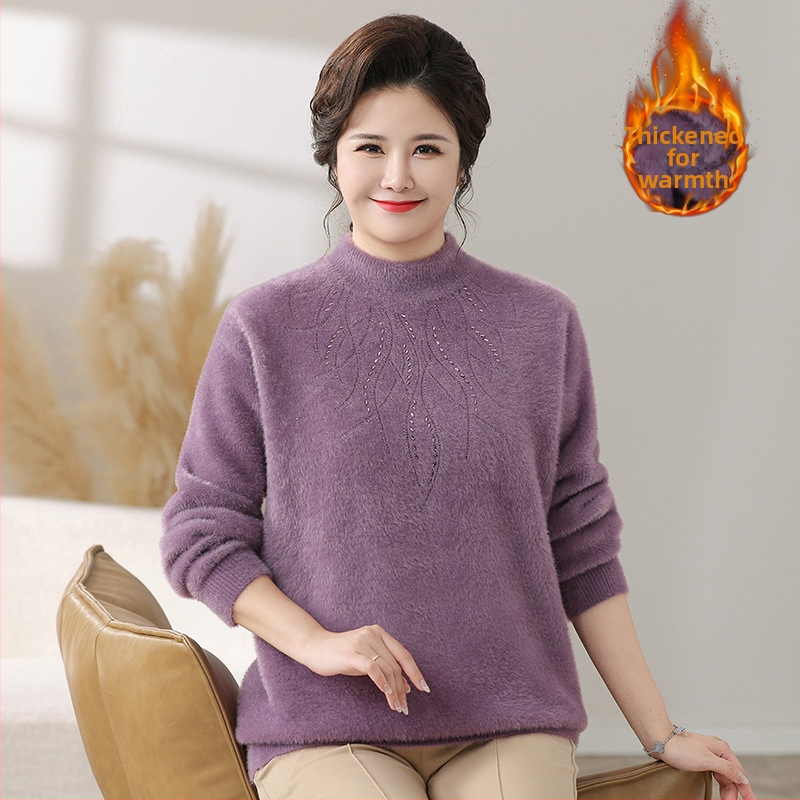 Naiste vaba lõikega džemper puskaelusega, taimestiku ja lillede mustrid, polüester-spandexi segu