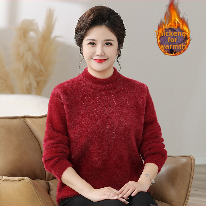 Sweater poolkõrge krae, vaba lõige, pikad varrukad, taimede ja lillede muster, kangas: polüester ja spandex kuni 30% iga koostisosa