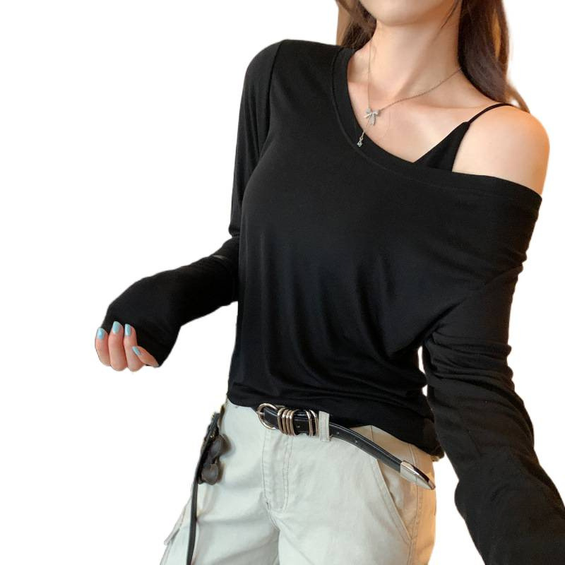 Ženska majica s dugim rukavima od Lyocell i vuna, jednobojna, pulover kroj, izrez Scoop neck, uski kroj