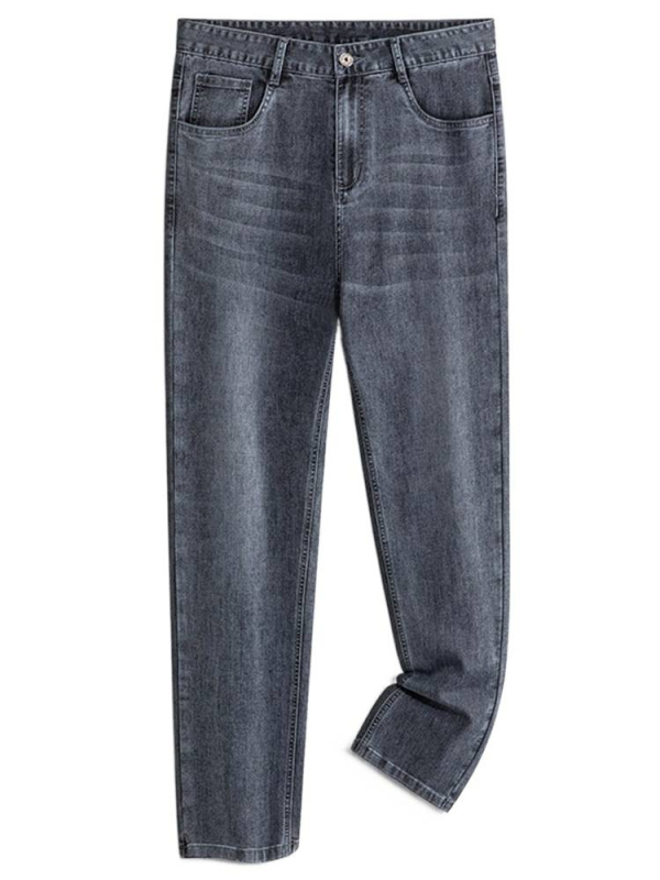 Hengyuanxiang keskealistele meestele mõeldud teksad, puuvillane materijal, kõrge vöökoht, kooniline lõige, pikkus 9/10