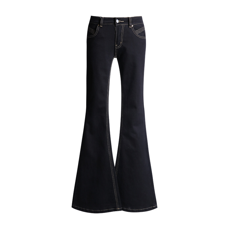 Ženske bootcut traperice s niskim strukom, denim-pamuk-poliester smjesa, fleece podstava, debeli materijal, mikroelastičnost, zimska kolekcija 2025