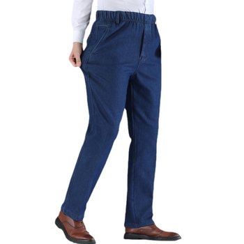 Traperice s flis podstavom, visokim strukom, ležernog kroja, zimski denim od pamuka