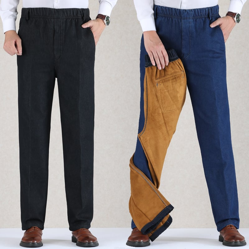 Traperice s flis podstavom, visokim strukom, ležernog kroja, zimski denim od pamuka