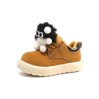Детски спортно-ежедневни обувки с велкро, горна част изкуствена кожа, гумена подметка, удебелени за зимния сезон