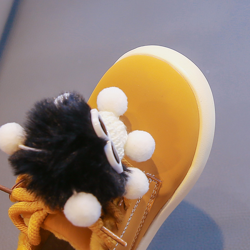 Детски спортно-ежедневни обувки с велкро, горна част изкуствена кожа, гумена подметка, удебелени за зимния сезон