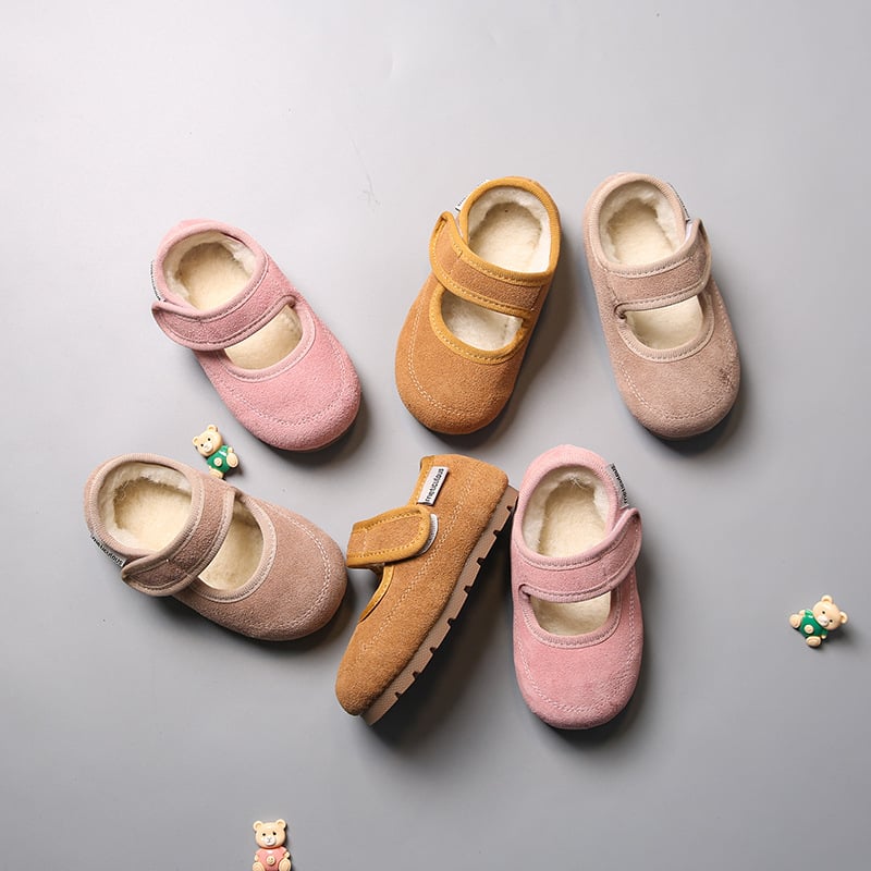 Dječje zimske cipele s niskim gornjim dijelom, podstavljene fleeceom, Mary Jane stil, unutarnje slip-on s protukliznom mekanom potplatom