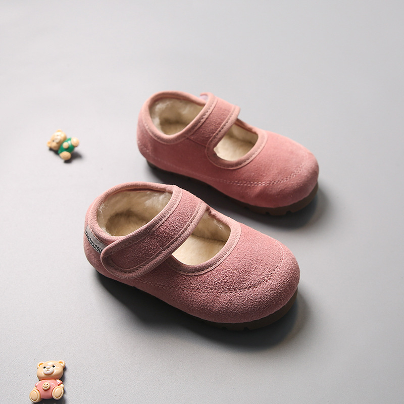Dječje zimske cipele s niskim gornjim dijelom, podstavljene fleeceom, Mary Jane stil, unutarnje slip-on s protukliznom mekanom potplatom