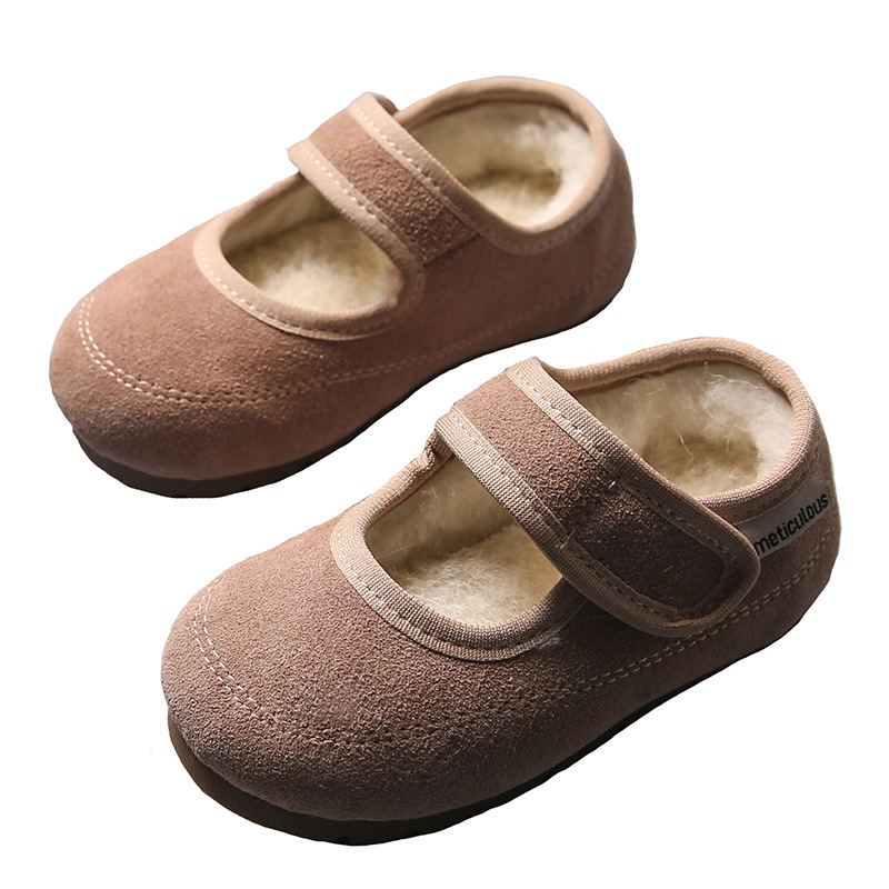 Dječje zimske cipele s niskim gornjim dijelom, podstavljene fleeceom, Mary Jane stil, unutarnje slip-on s protukliznom mekanom potplatom