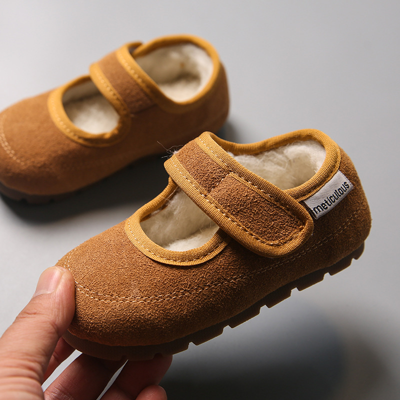 Dječje zimske cipele s niskim gornjim dijelom, podstavljene fleeceom, Mary Jane stil, unutarnje slip-on s protukliznom mekanom potplatom