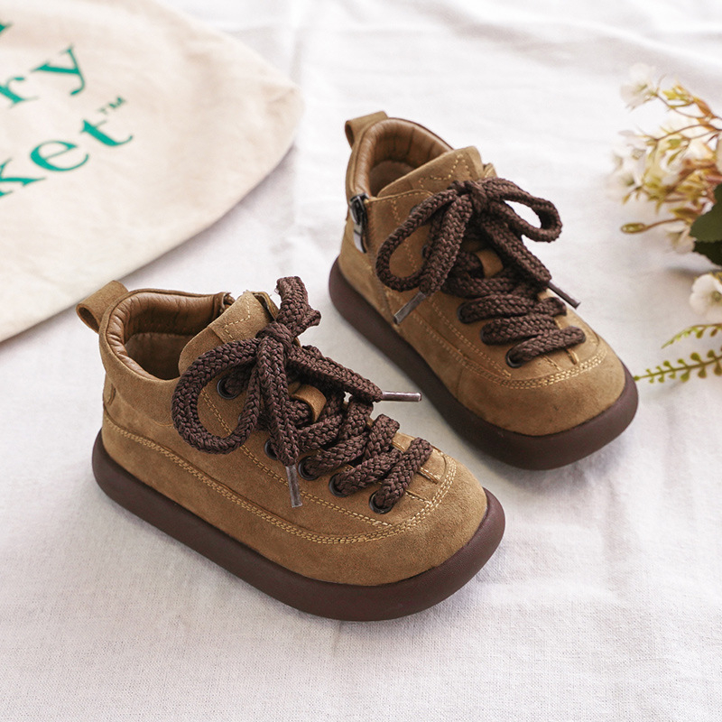 Dječje kožne čizme za jesen-zimu 2025, retro Birkenstock inspirirane, koreanskog stila, za djevojčice, do polovice potkoljenice, s flis podstavom