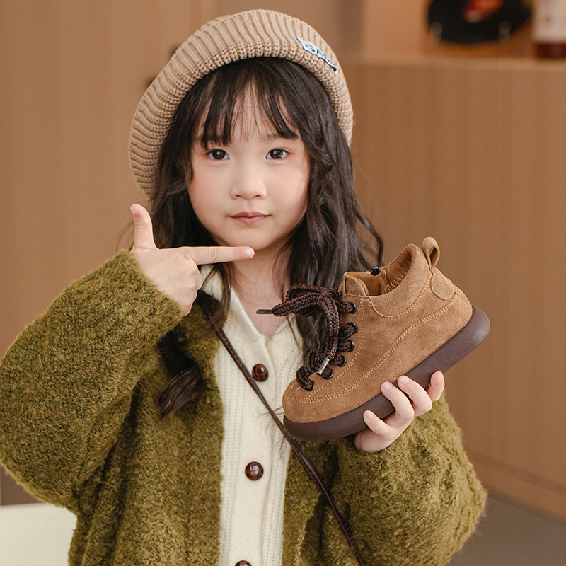Dječje kožne čizme za jesen-zimu 2025, retro Birkenstock inspirirane, koreanskog stila, za djevojčice, do polovice potkoljenice, s flis podstavom