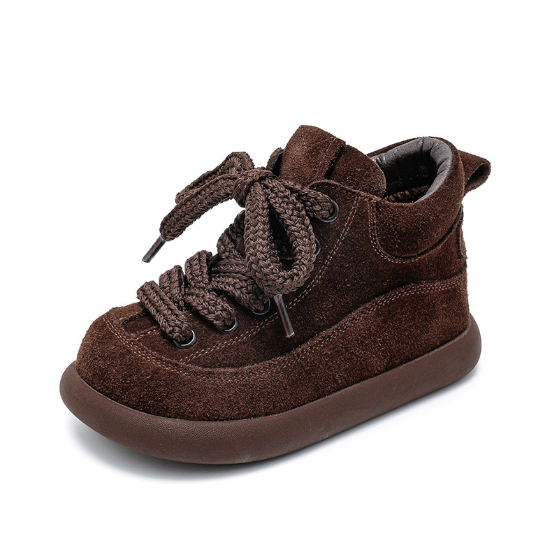 Dječje kožne čizme za jesen-zimu 2025, retro Birkenstock inspirirane, koreanskog stila, za djevojčice, do polovice potkoljenice, s flis podstavom