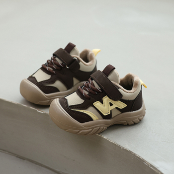 Pantofi sport pentru copii, unisex, cu Velcro, din piele artificială, talpă din cauciuc, căptușeală fleece pentru căldură