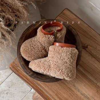 Ghete de gleznă din lână, căptușite cu fleece, iarna 2025, pentru copii 1-6 ani