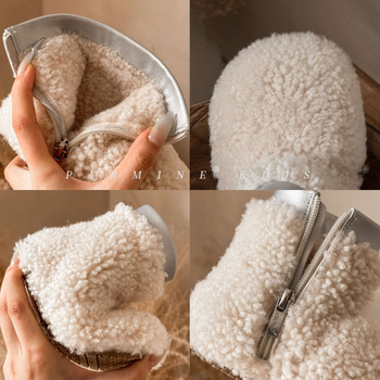 Ghete de gleznă din lână, căptușite cu fleece, iarna 2025, pentru copii 1-6 ani