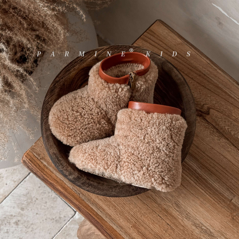 Ghete de gleznă din lână, căptușite cu fleece, iarna 2025, pentru copii 1-6 ani