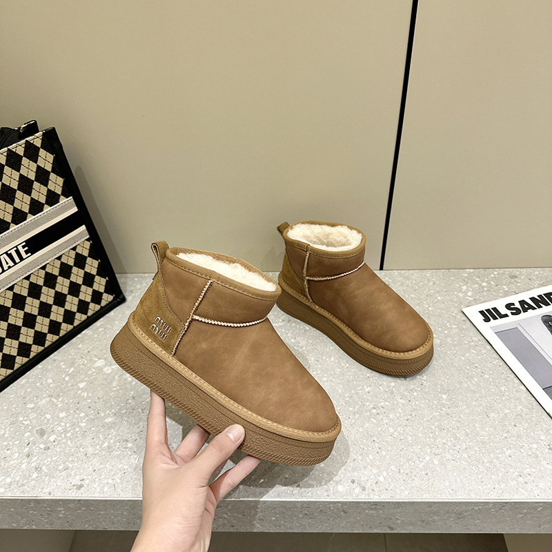 Ženske čizme za snijeg: vodootporne, protuklizne, gornji dio od telećeg nubuk velura, gumena potplat, fleece podstava