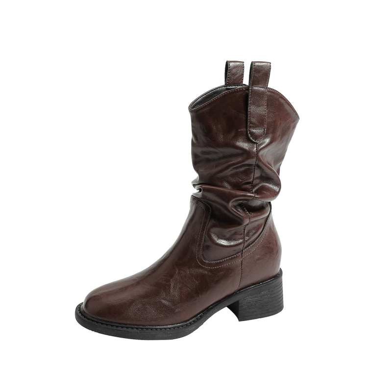 Ženske zapadne čizme s povećanjem visine, okrugli vrh, gumeni đon, 6-8 cm visok pet