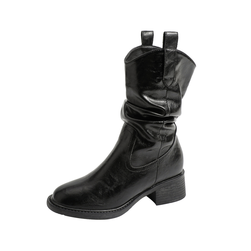 Ženske zapadne čizme s povećanjem visine, okrugli vrh, gumeni đon, 6-8 cm visok pet