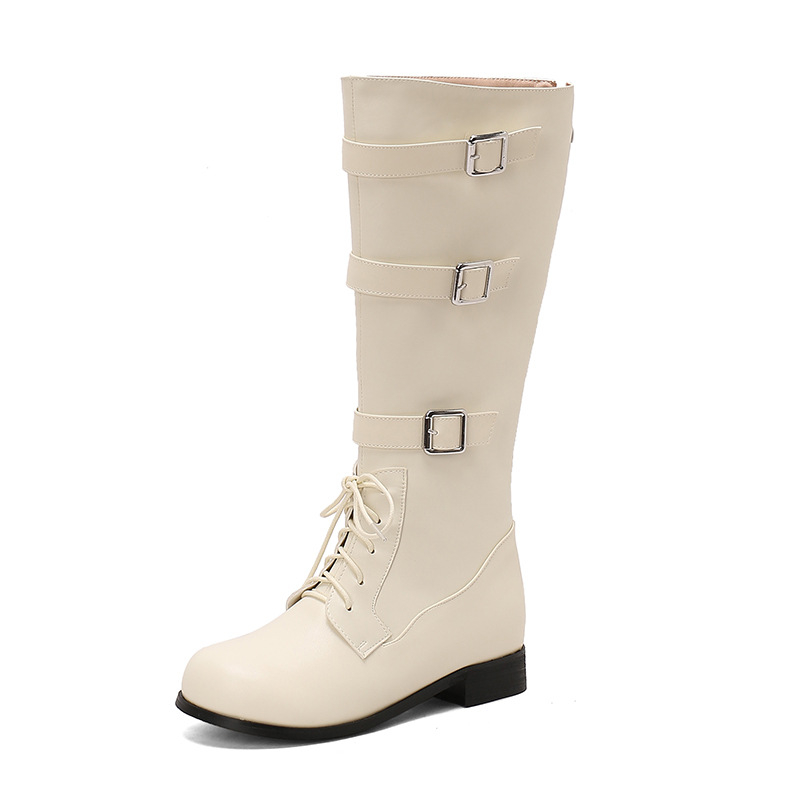 Ženske viteške čizme, protuklizne, s fleece podstavljene vunenim plišem, visok korpus, četverokutna pet (gornji materijal: PU; đon: TPR; visina čizme: visok; oblik pete: četverokutni; unutarnja podstava: umjetni kratki pliš)