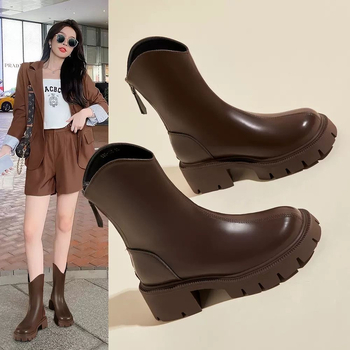 Ženske Martin čizme, britanskog stila, PU koža gornji dio, gumena potplat, do potkoljenice, stražnji zatvarač