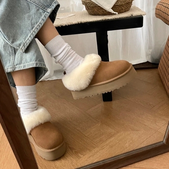 Tatzler ženske zimske čizme s debelim potplatom, gornji dio od teleće kože, vunena postava, EVA potplat, kratka visina, zima 2025