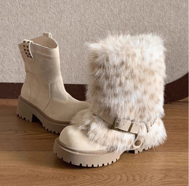 Ženske Martin čizme, nubuk velur gornji dio, gumena potplata, niski kroj, 6-8 cm visok pet, vodootporne i protuklizne, topla podstava