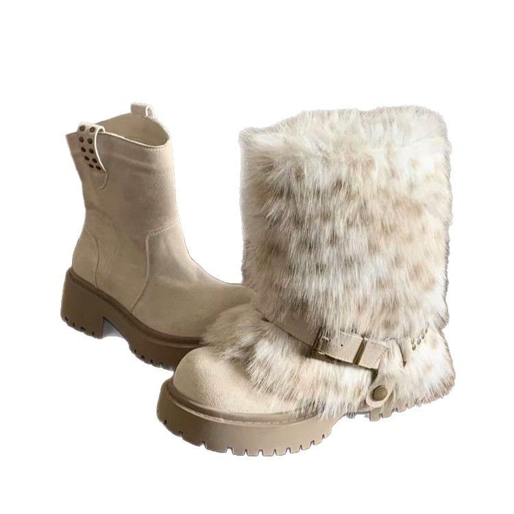 Ženske Martin čizme, nubuk velur gornji dio, gumena potplata, niski kroj, 6-8 cm visok pet, vodootporne i protuklizne, topla podstava