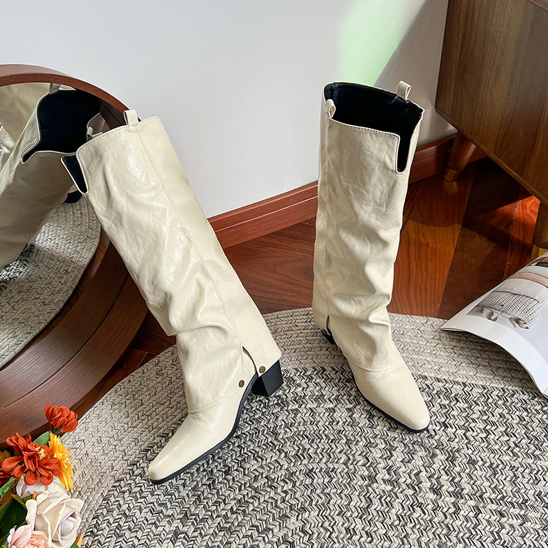 Vojničke čizme s visokim goljenom, šiljasti vrh, 6–8 cm peta, gornji materijal: super vlakno