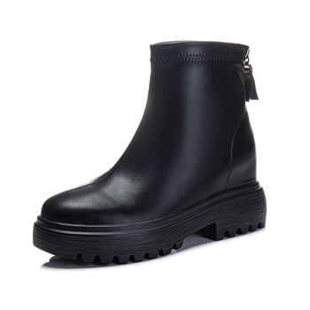 Botine pentru femei, stil britanic, înălțare internă, partea superioară din microfibră, toc ascuns 6–8 cm