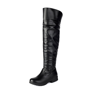 Botine cosplay peste genunchi, partea superioară din PU, unisex, toc mic 1–3 cm