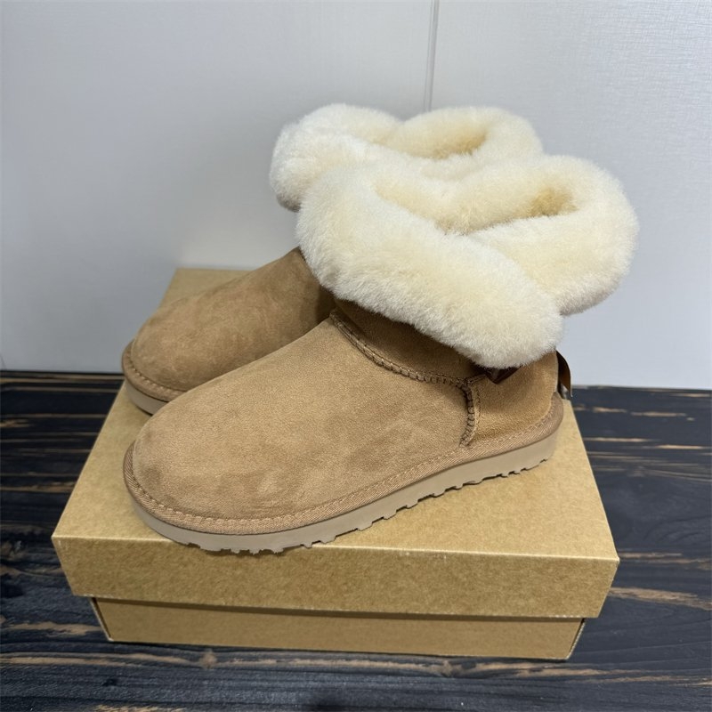 Cizme de iarnă pentru femei, Cataramă din corn, Înălțime mare, Exterior din piele de miel, Căptușeală din lână, Talpă din cauciuc, Fermoar lateral, Iarnă 2025