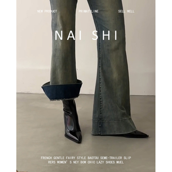 Кожени високи чизми до коляното, естествена кожа, висок маншет, закръглен нос, ток 3–5 cm, заден цип