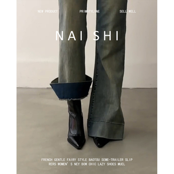 Кожени високи чизми до коляното, естествена кожа, висок маншет, закръглен нос, ток 3–5 cm, заден цип